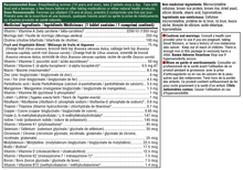 Nutritional supplement label with detailed ingredient list and dosing information.