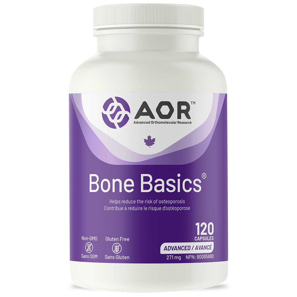 AOR Bone Basics supplement bottle on a white background