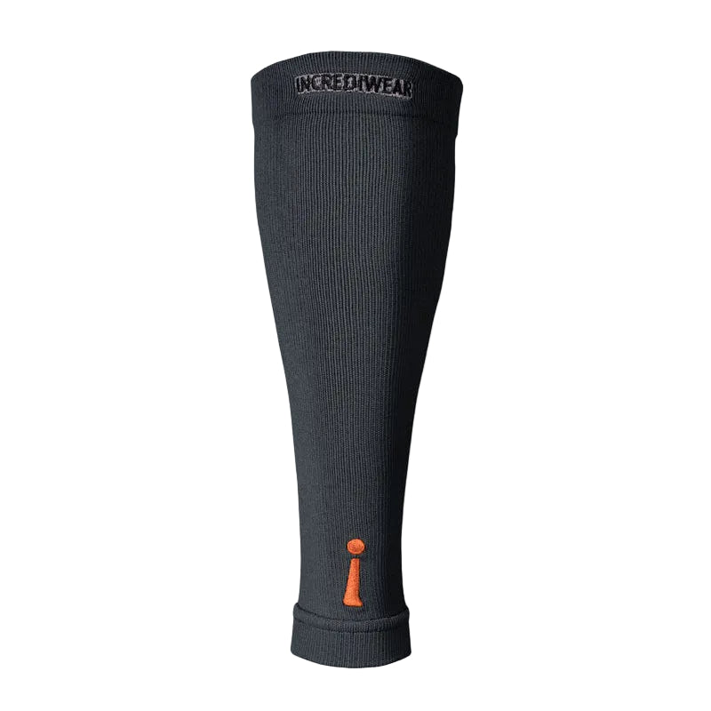 Black compression sleeve with brand logo on a light gray background