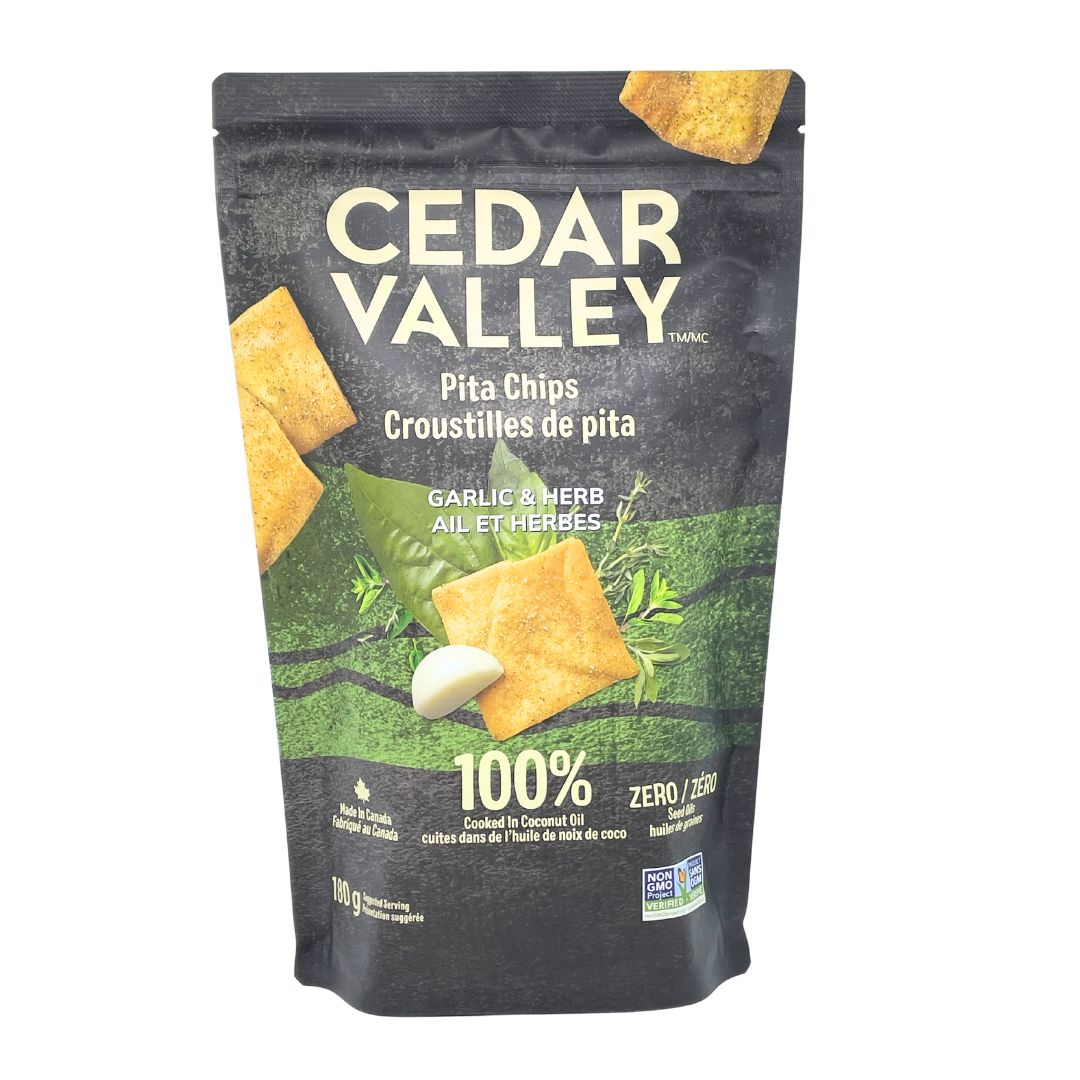 Cedar Valley Pita Chips - Garlic & Herb (180g) - Lifestyle Markets