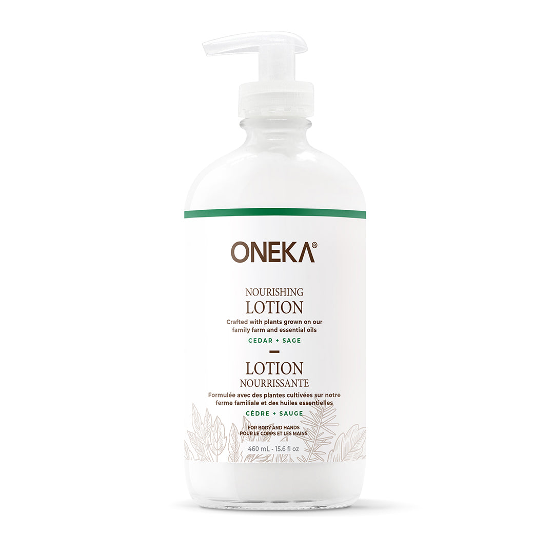 Oneka lotion bottle on a white background