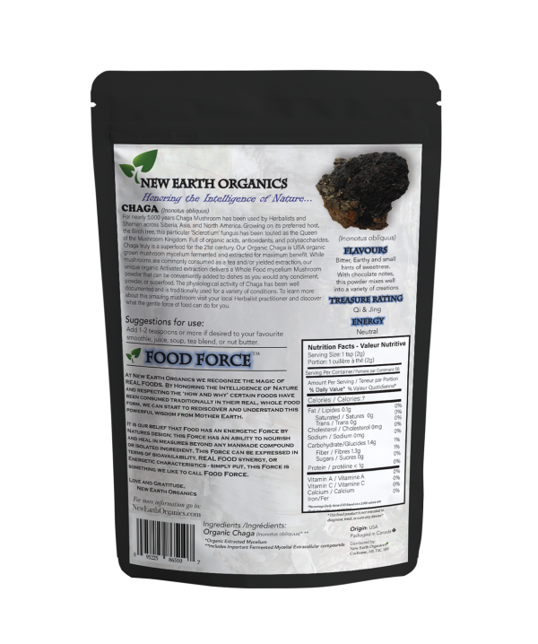 New Earth Organics Chaga Mushroom (112g) - Lifestyle Markets