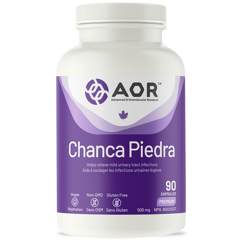 AOR Chanca Piedra supplement bottle on a white background