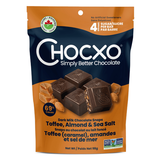 ChocXo Dark Milk Chocolate Toffee, Almond & Sea Salt Snaps (98g) - Lifestyle Markets