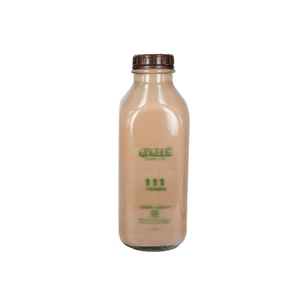 Glass bottle of chocolate milk 1L size