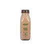 Beige bottle with a brown cap on a white background