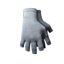 Gray glove with black accents on a light gray background