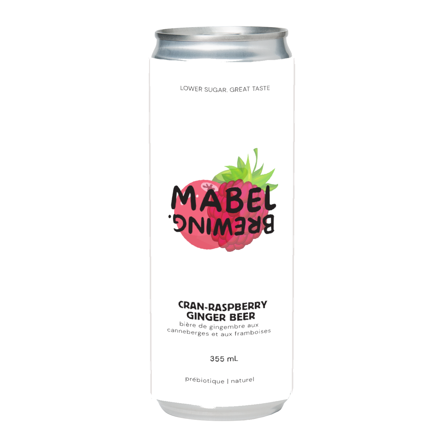 Canned drink with Mabel Brewing branding on a white background
