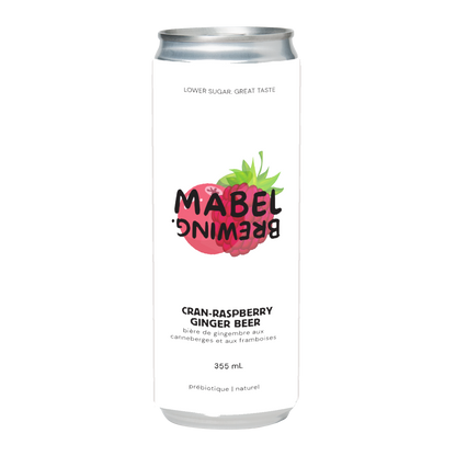 Canned drink with Mabel Brewing branding on a white background