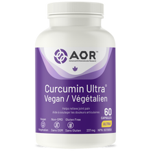 Vitamin supplement bottle labeled 'Curcumin Ultra' by AOR on a white background