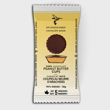 Packaging of Hummingbird Chocolate Maker dark chocolate peanut butter cups on a white background