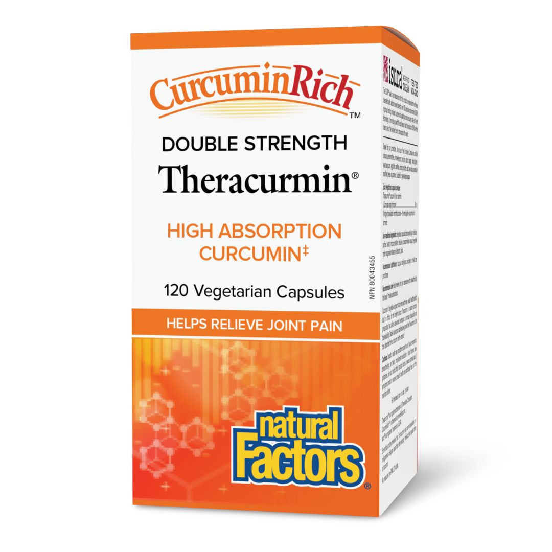 Box of Theracurmin Curcumin capsules with orange and white design