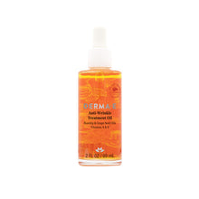 Bottle of Derma E Anti-Wrinkle Treatment Oil on a white background