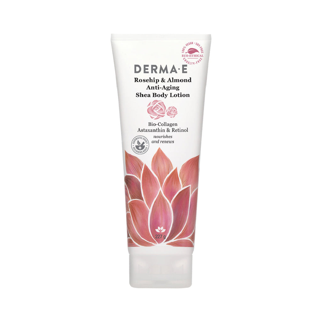 Derma E Rosehip & Almond Anti-Aging Shea Body Lotion on a white background