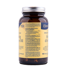 Brown supplement bottle with yellow label on a white background