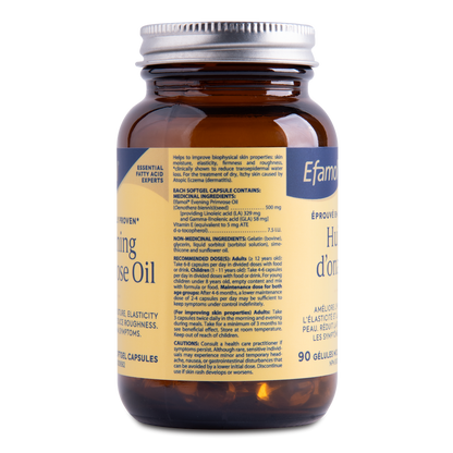 Bottle of Efamol Evening Primrose Oil on a white background