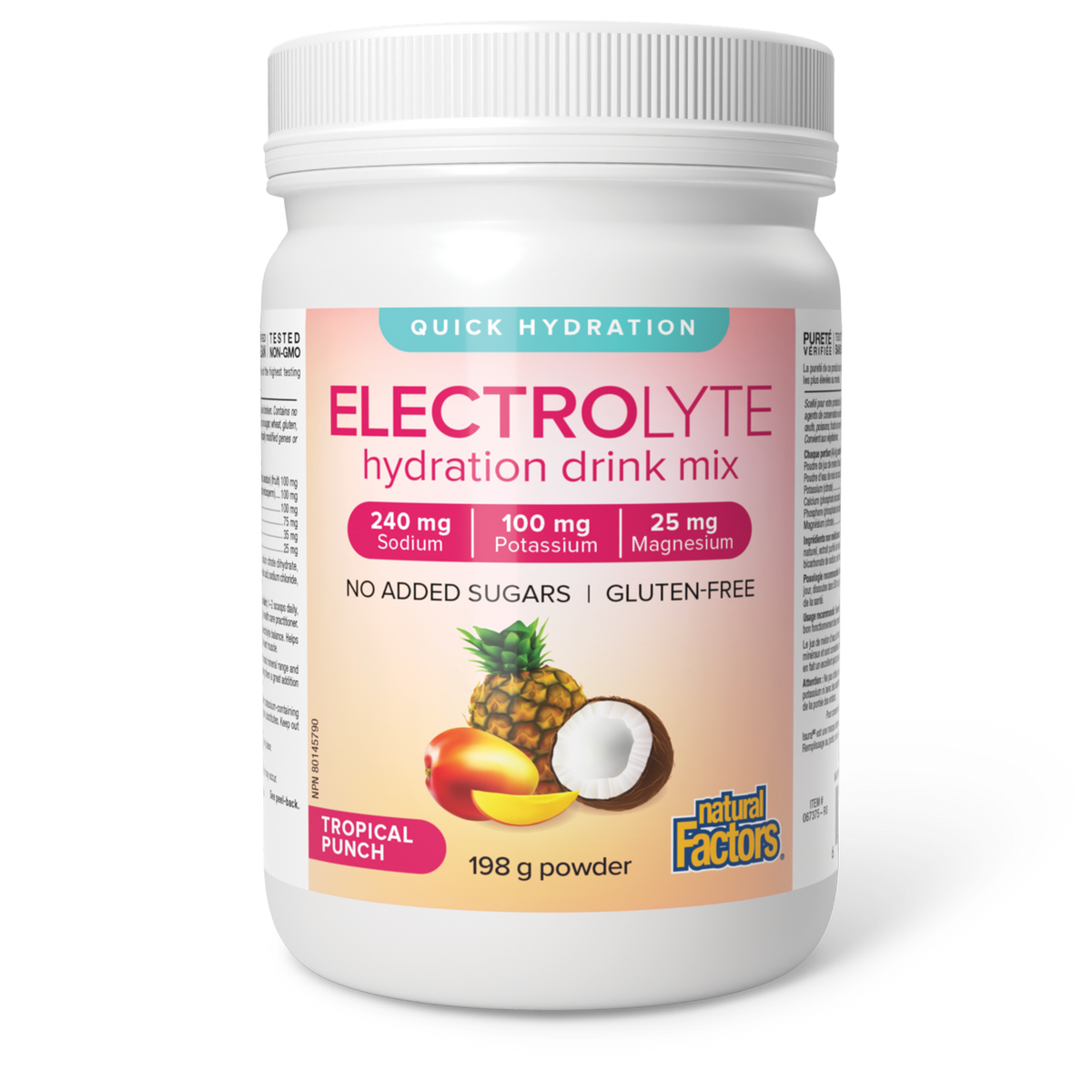 Natural Factors Electrolyte Hydration Drink Mix, Tropical Punch (198g)