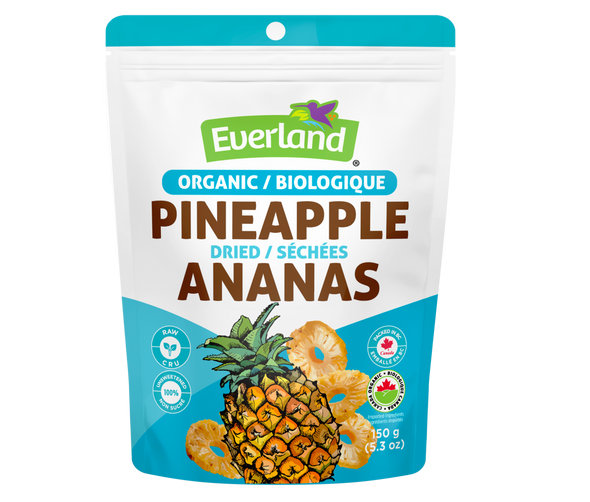 Everland organic dried pineapple package on a white background