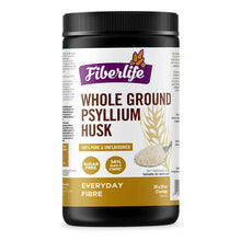 Fiberlife whole ground psyllium husk container on a white background