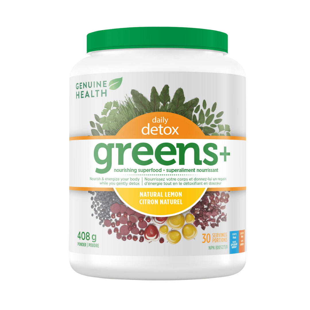Genuine Health Greens+ Daily Detox - Lemon (408g) - Lifestyle Markets