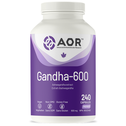 AOR Gandha-600 supplement bottle on a white background