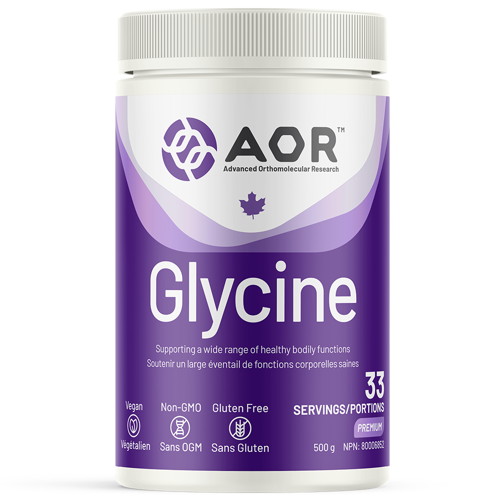 AOR Glycine supplement container on a white background