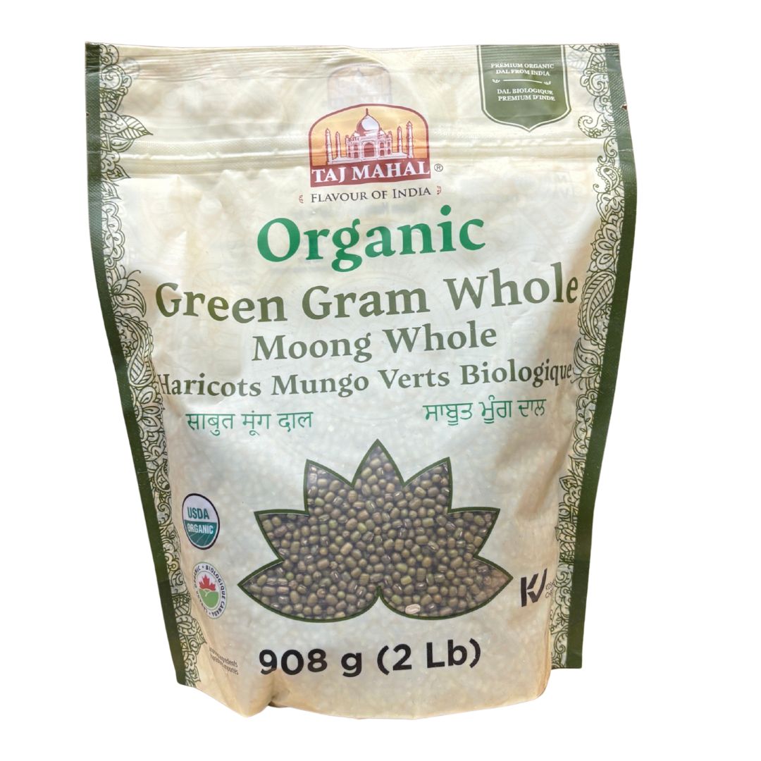 Taj Mahal Organic Green Moong Whole (Mung Beans) (908g) - Lifestyle Markets