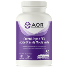 Supplement bottle labeled 'AOR Green Lipped FFA' on a white background