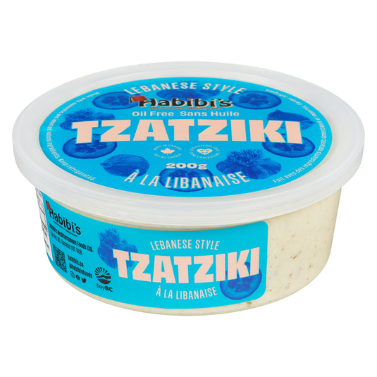 Container of Habibis Lebanese Style Tzatziki on a white background