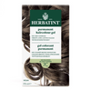 Herbatint permanent haircolour gel packaging with brown hair strands on a white background