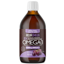 Bottle of Aquomega Omega-3 supplement on a white background