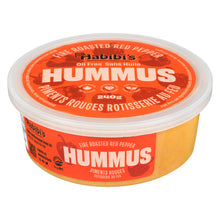 Container of Habibi's Fire Roasted Red Pepper Hummus on a white background