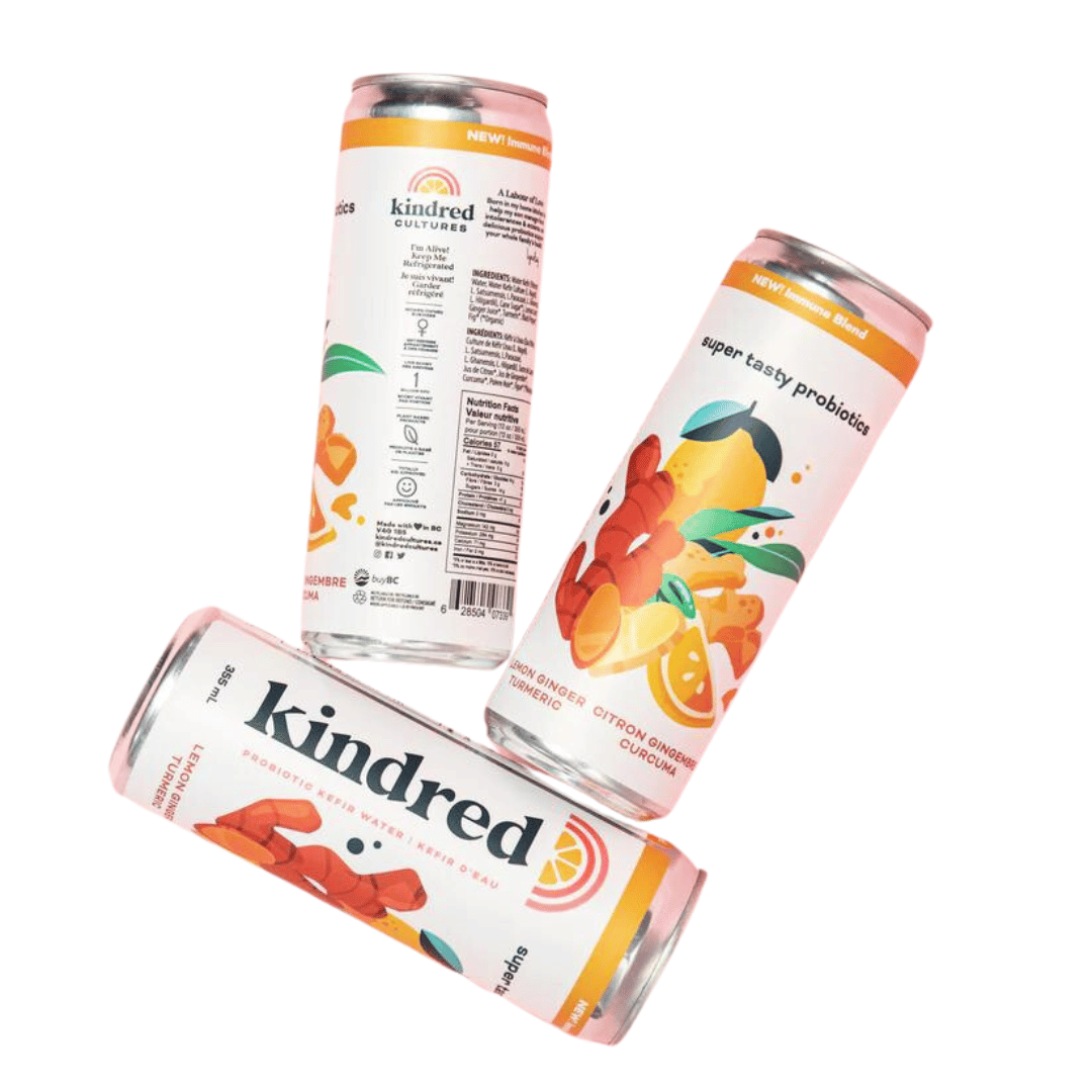 Kindred Water Kefir - Lemon Ginger Turmeric (355ml) - Lifestyle Markets