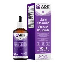 AOR Liquid Vitamin D3 bottle and packaging on a white background