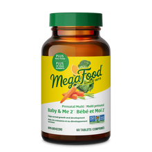 MegaFood prenatal supplement bottle on a white background