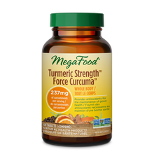 MegaFood Turmeric Strength Force Curcuma supplement bottle on a white background