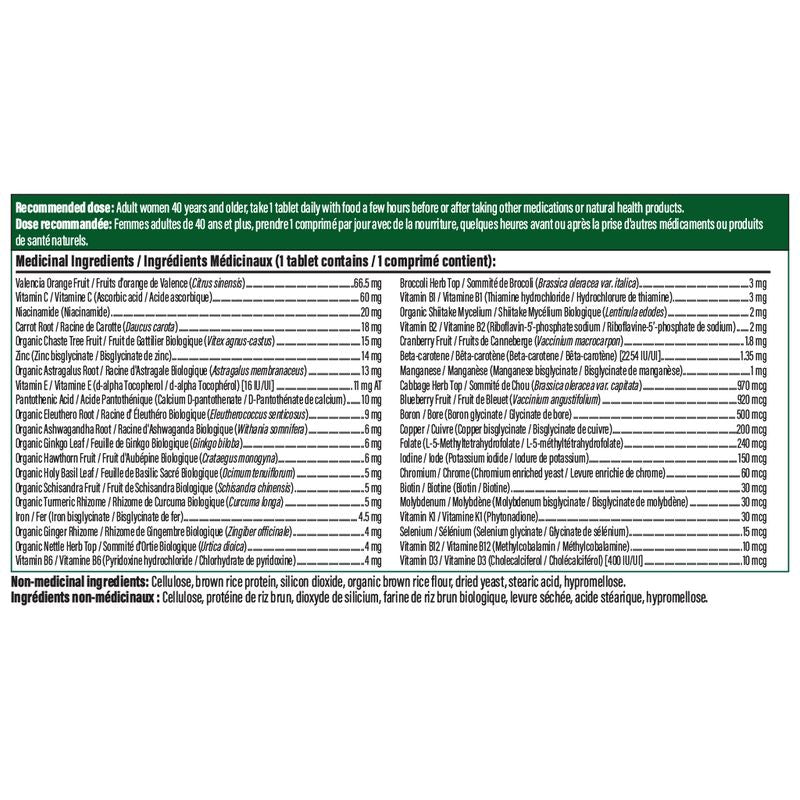 Nutritional supplement label with detailed ingredient list on a white background