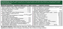 Nutritional supplement label with detailed ingredient list and usage instructions.