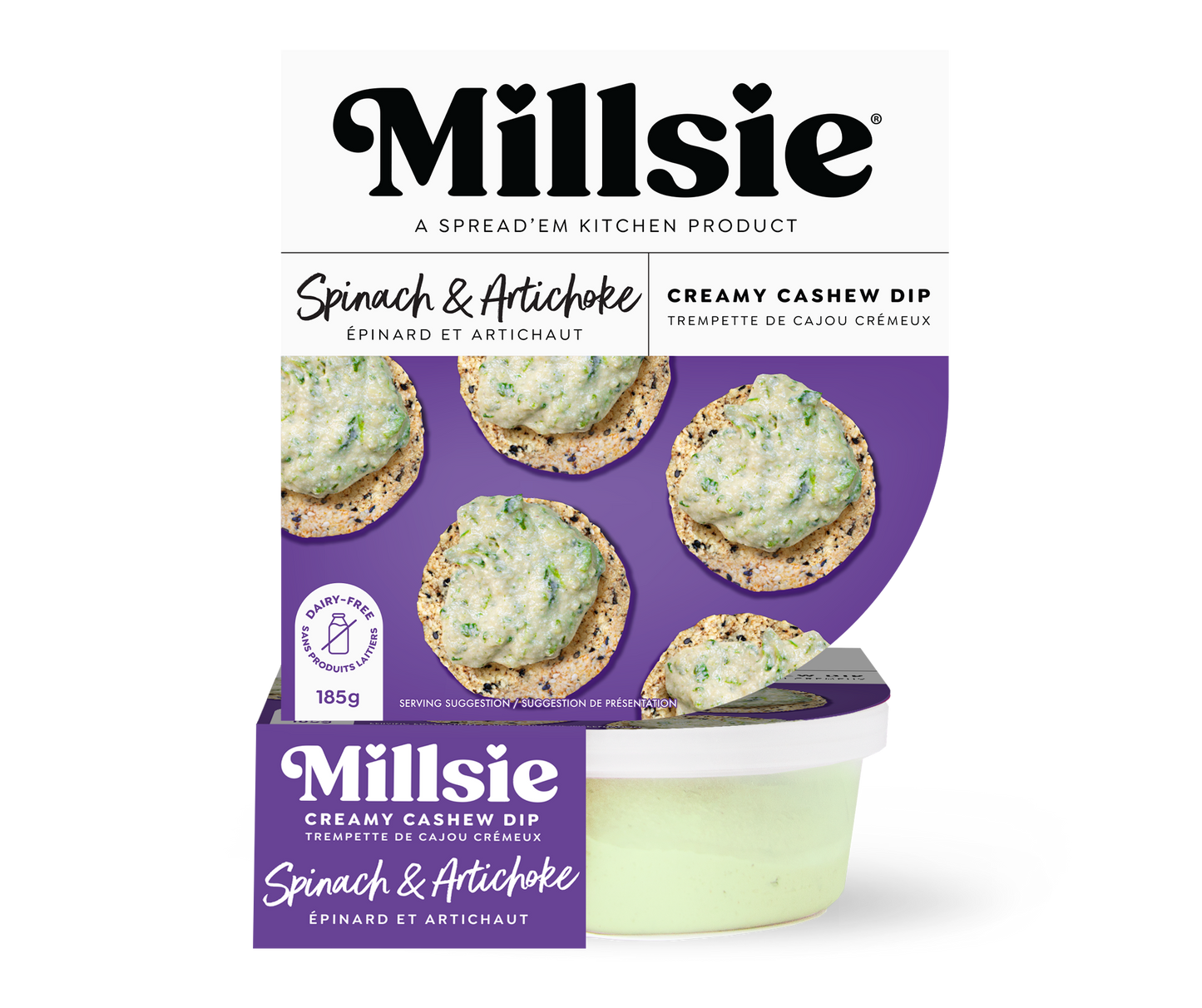 Millsie Cashew Dip - Spinach Artichoke (183g)