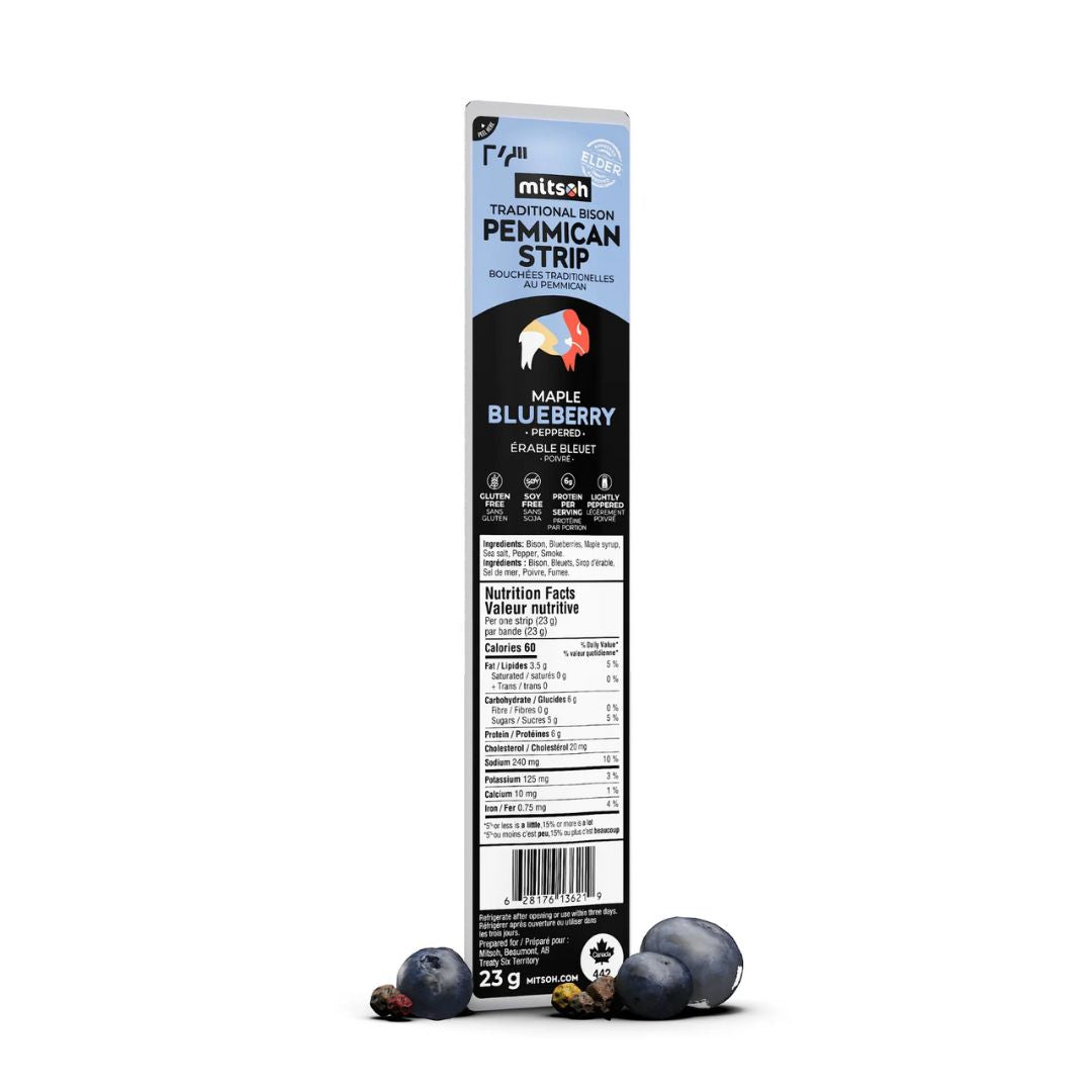 Mitsoh Pemmican Strips - Maple Blueberry Peppered (23g)