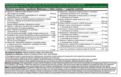 Nutritional supplement label with detailed ingredient list and directions.