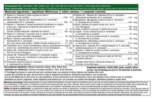Nutritional supplement label with ingredients and directions