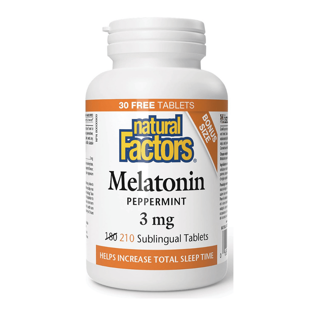 Natural Factors Melatonin (3mg) BONUS (210 Sublingual Tablets)