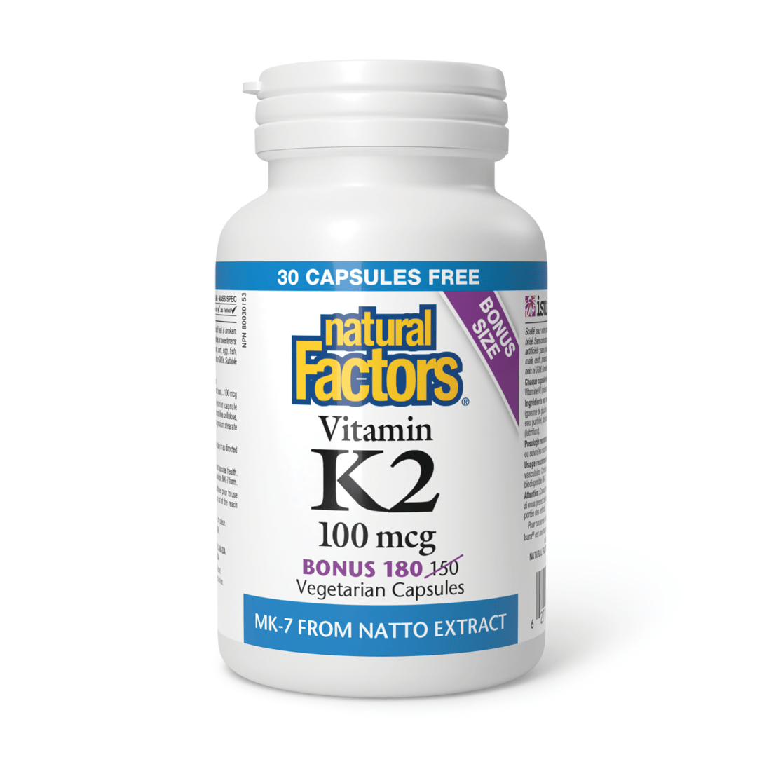 Natural Factors Vitamin K2 100mcg BONUS (180 VCaps) - Lifestyle Markets
