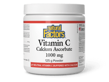 Natural Factors Vitamin C Calcium Ascorbate powder container on a white background