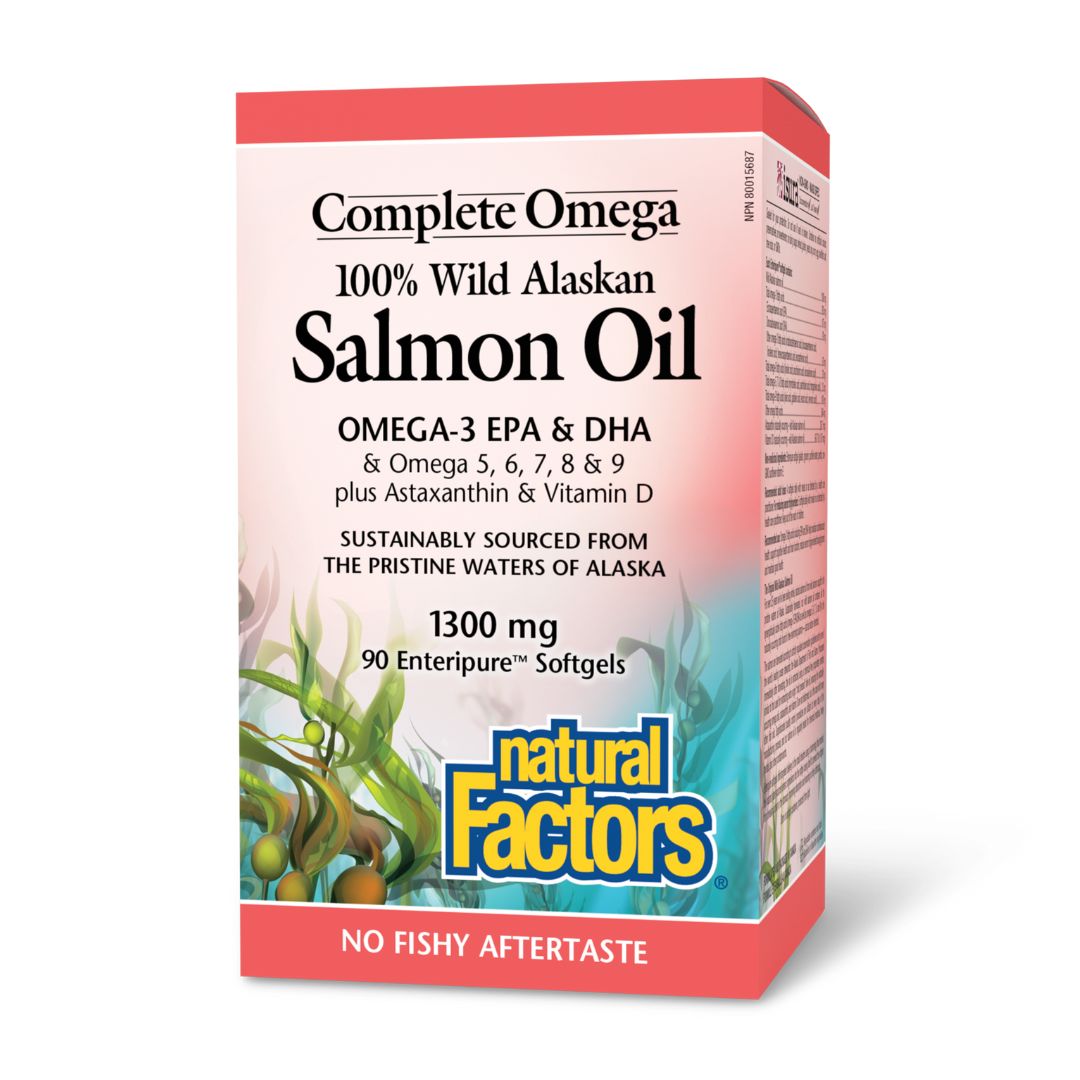 Natural Factors 100% Wild Alaskan Salmon Oil (1300mg) (90 Softgels) - Lifestyle Markets