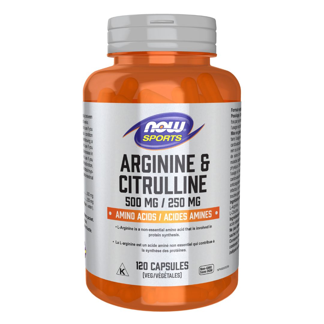Now Arginine (500mg) & Citrulline (250mg) (120 Capsules) - Lifestyle Markets