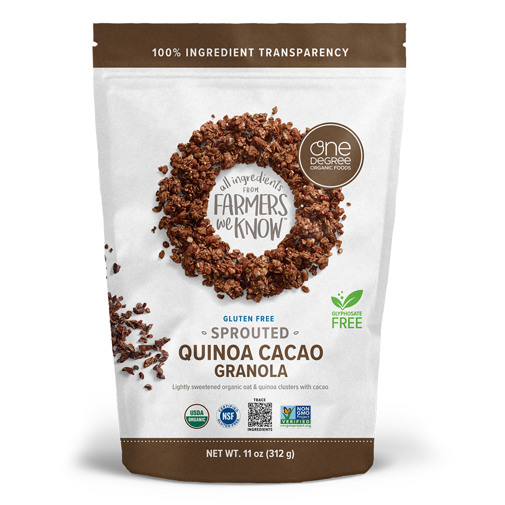 One Degree Organic Sprouted Oat Granola - Quinoa Cacao (312g)