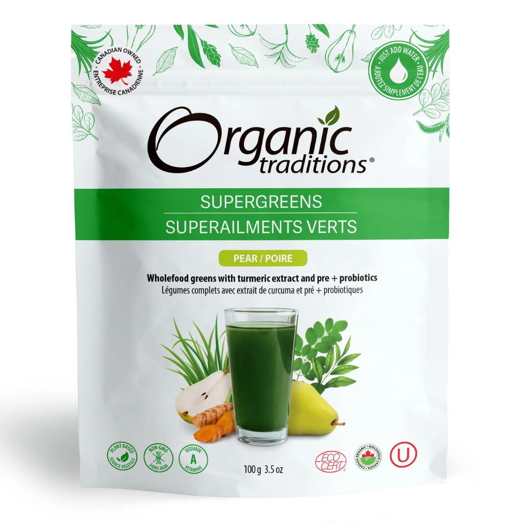 Organic Traditions Supergreens Pear (100g)