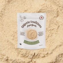 Package of Organic Traditions Ashwagandha Root Powder on a bed of the powder